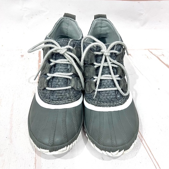 Sorel Out-N-About Plus Grey Knit Waterproof Duck Boots Booties - Picture 2 of 15
